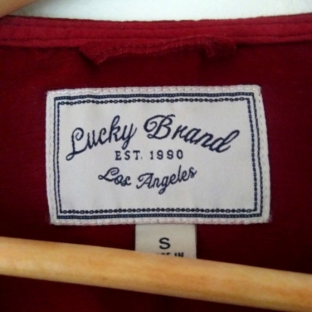 LUCKY BRAND ADDISYN UPDATE Dark Red Linen Blend Zip Up Moto Style Jacket Small - Picture 4 of 10